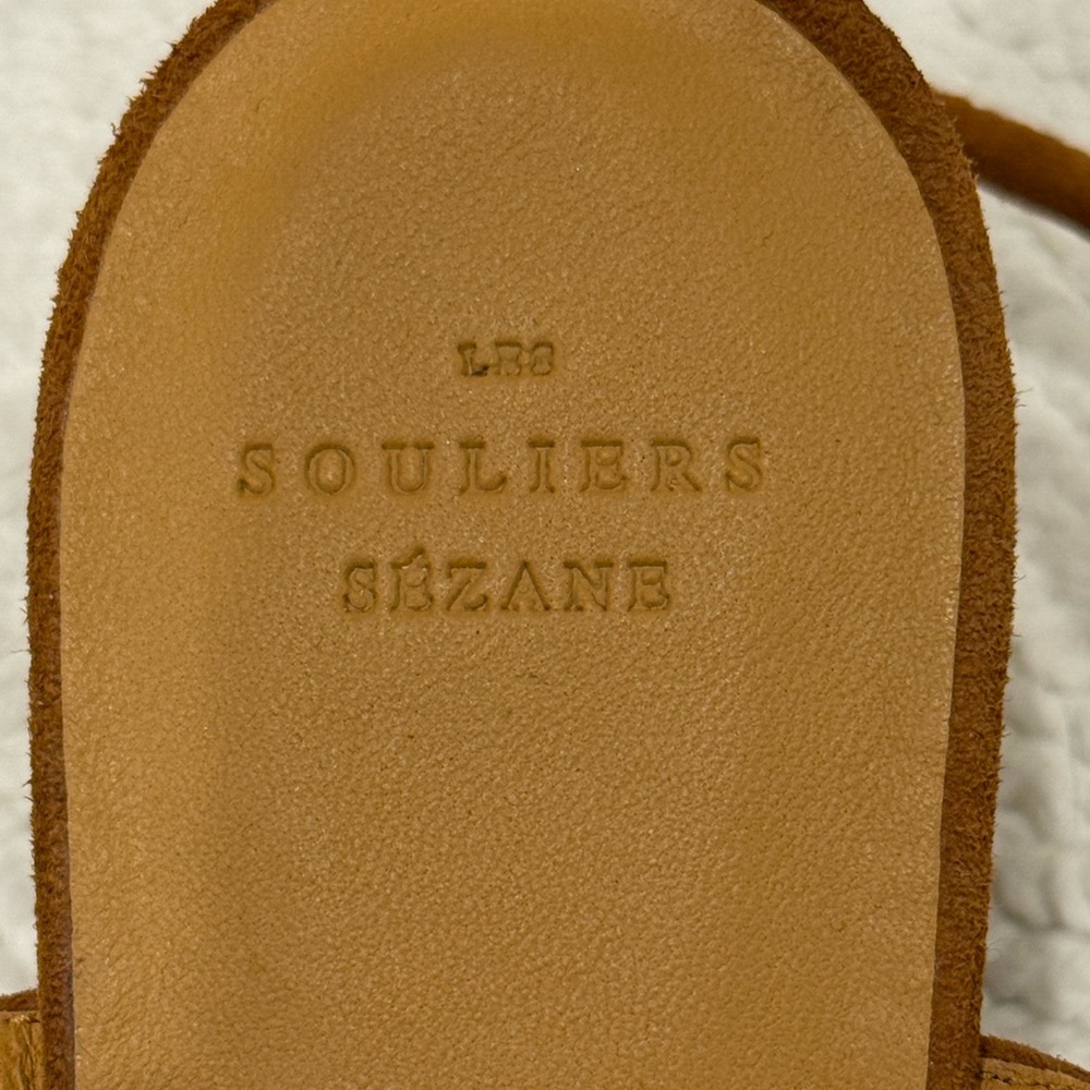 Sézane Souliers Gloria Suede Heeled Sandals – Camel NWOT - Picture 7 of 8